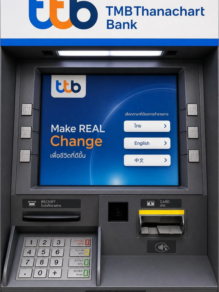 TTB ATM in Thailand for withdrawing Thai baht using a code
