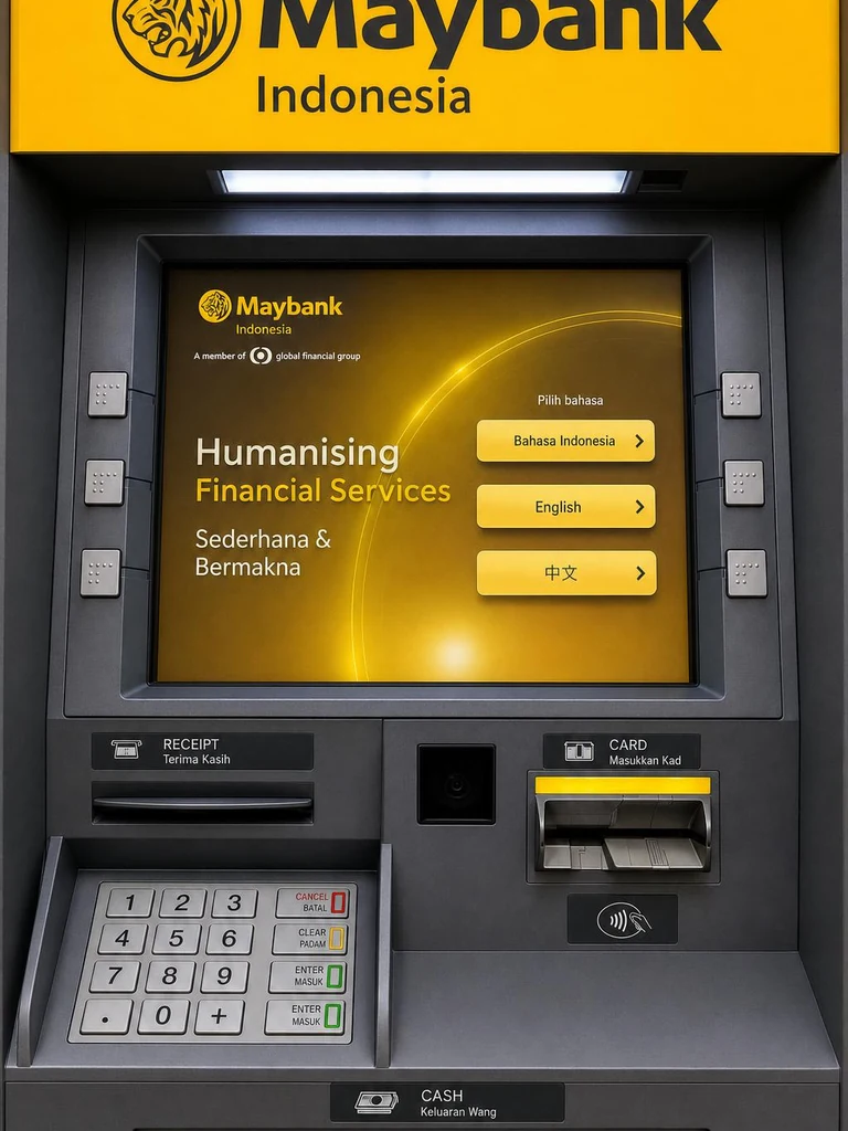 Maybank ATM in Indonesia for withdrawing rupiah using a QR code